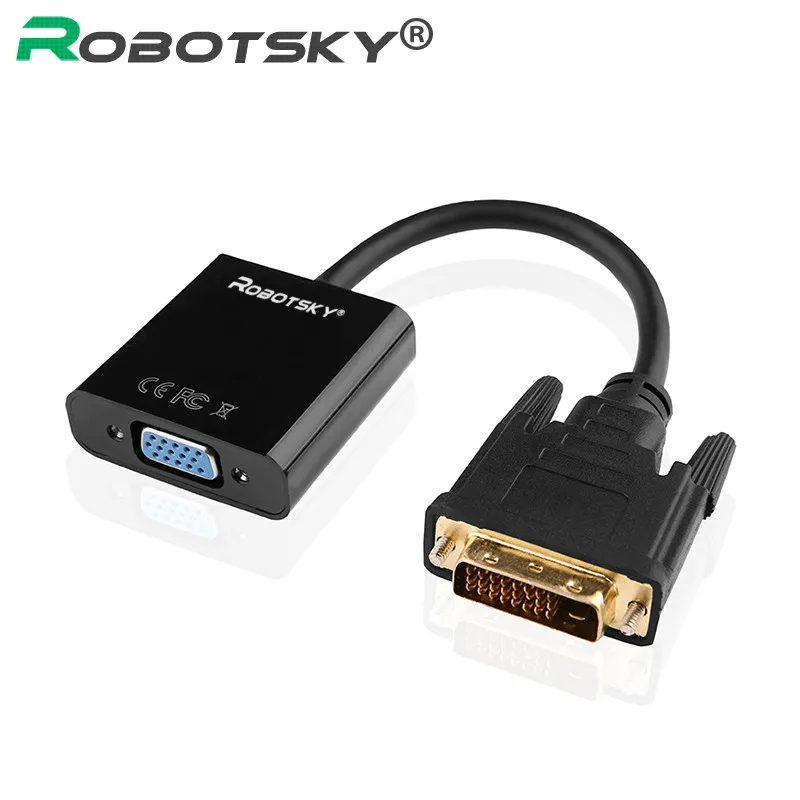 

Roboesky DVI 24+1 to VGA Converter Male to Female Video Card Monitor Adapter Cable for HDTV Laptop Projector Monitor 1080P