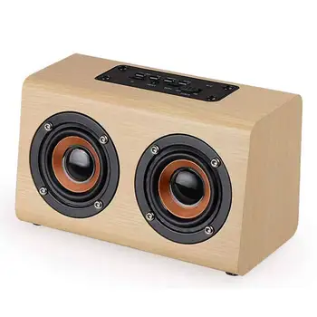 

W7 Portable Retro Wooden Dual Speaker Portable Wireless Bluetooth Speaker Subwoofer Charging Speakers