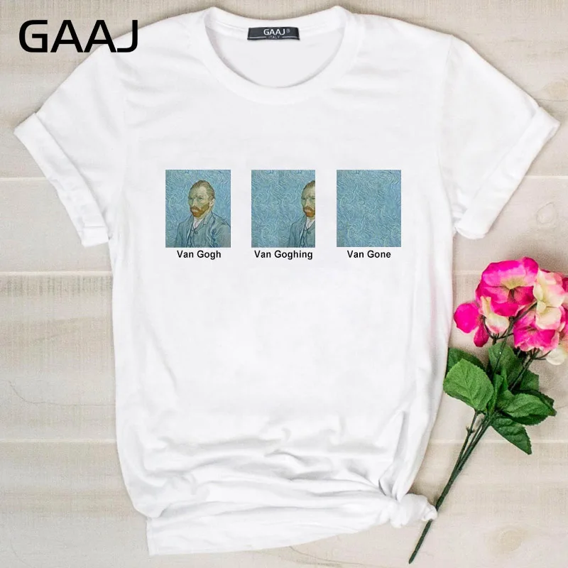 

GAAJ "Van Gogh Van Goghing Van Gone" T Shirt Women Woman Shirts Woman T-Shirt Solid T-shirt Print Plus Size Design Lovers 8YCDH#