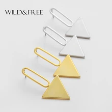 WILD& FREE женские треугольные серьги-гвоздики, серьги, модные золотые и серебряные цвета, полые серьги-гвоздики в Европейском стиле, ювелирные изделия, подарок