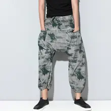 Летние тонкие личности свободные брюки мужские печати Штаны штаны-шаровары мужские ноги брюки Модные мужские панталоны Street Новинка