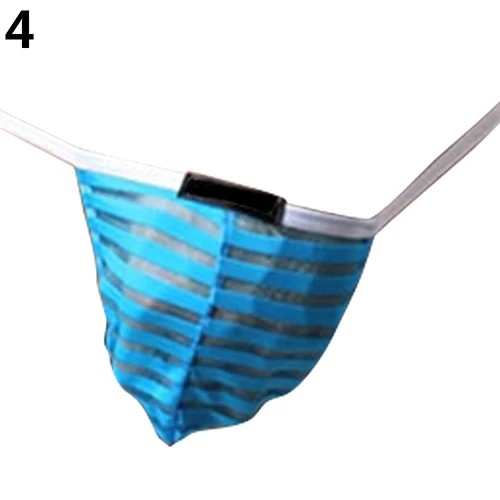 Mens Sexy Fashion Open Back Translucent Strap Briefs C String Underwear