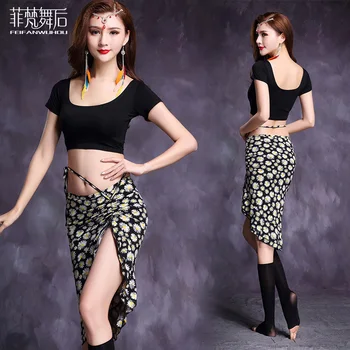 

New fashion O-neck Irregular Placketing Skirt Sexy Belly dance 2pcs set for women/female/lady , costume performance wear FF7129