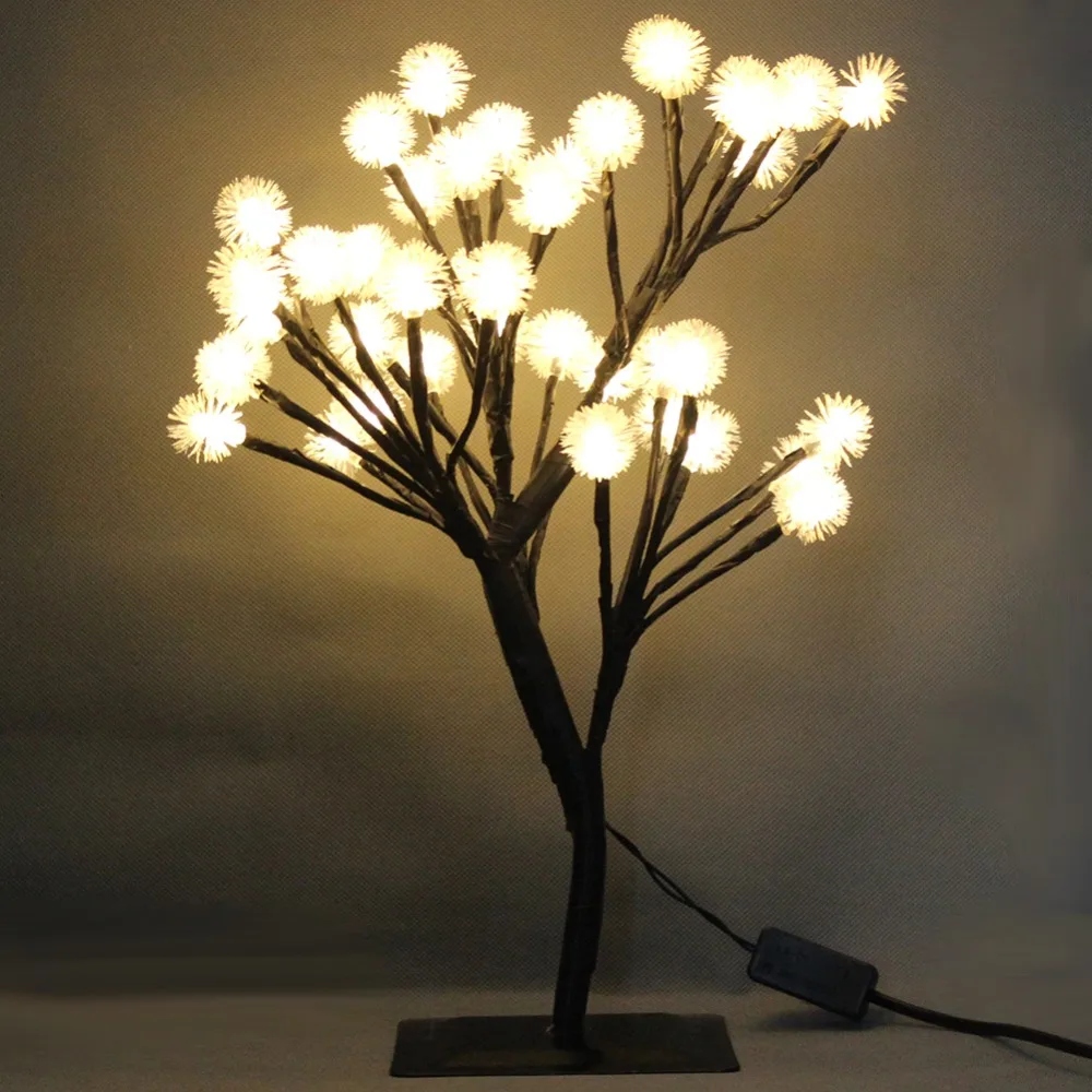 

Creative LED Snow Ball Tree Night Table Light Christmas Wedding Party Indoor Home Desk Lamp US EU AU Plug Luminaria Decoration