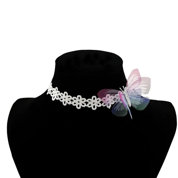 14 10pcs Colorful Butterfly For Wedding Gifts For Guests Lace Choker Necklace Double-Layer Tulle Butterfly Wedding Bridesmaid Decor