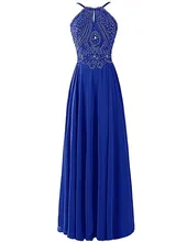 Abend Langes Kleid 2017 Kostenloser Versand Vestido De Gala Luxus Kristalle Perlen Royal Blue Abendkleider