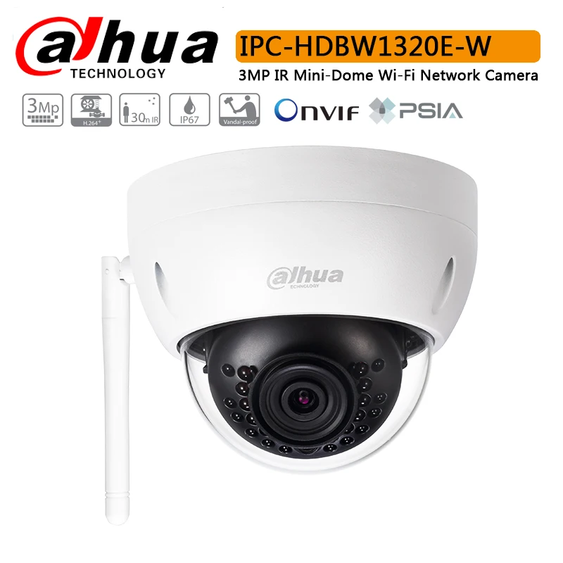 Оригинальная Dahua IPC HDBW1320E W Wi Fi сетевая PT камера с 3 мегапиксельной прогрессивной CMOS