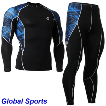 

men's slimming fit running sets mens' slim t shirt long sleeve+full pants size s-4xl