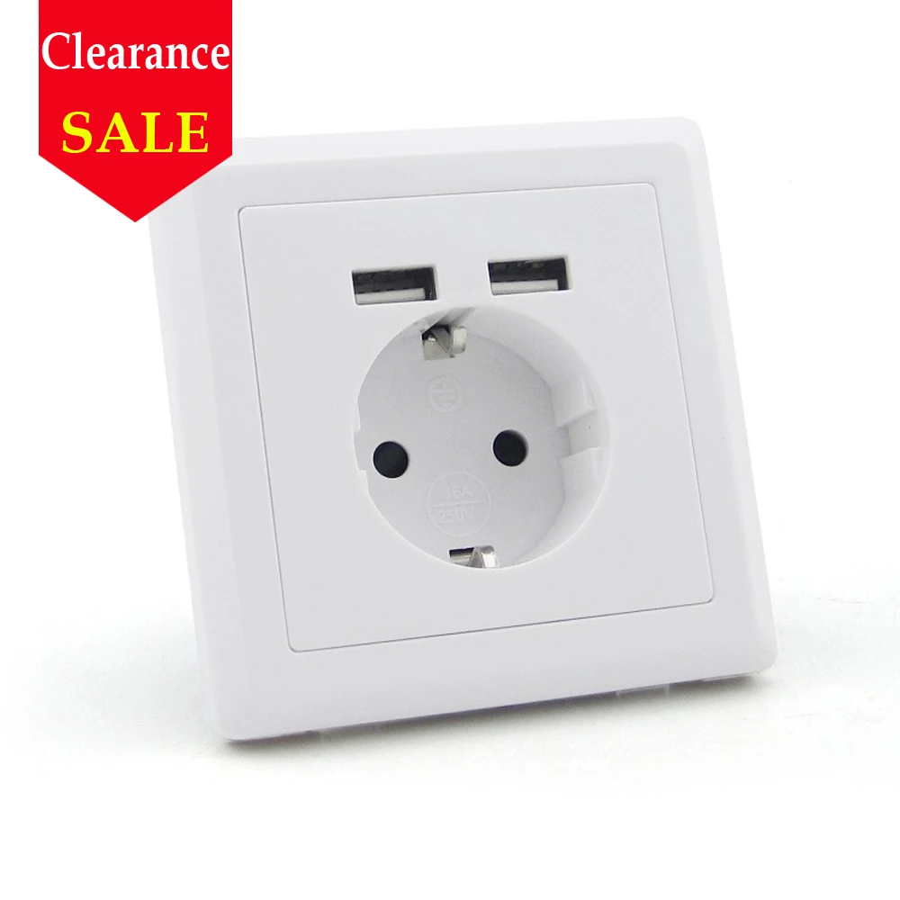 

Allsome Dual 2 USB Port 5V 2.4A Wall Outlet Panel Plug Socket Electrical Power Outlet Charger Adapter for iPhone 8 HT149
