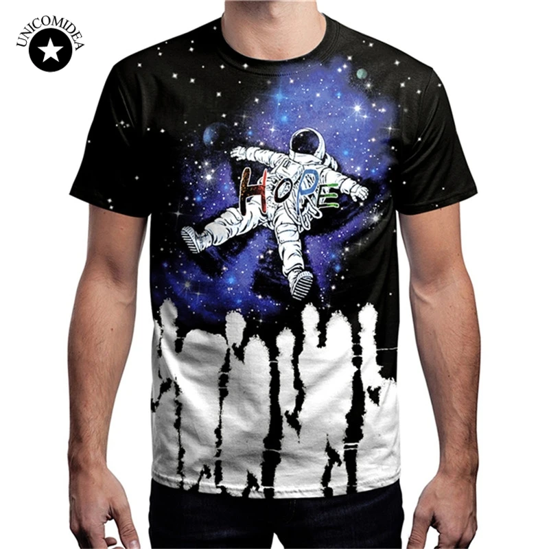 

Explore The Space T Shirts Men Astronaut 2019 HOPE Tops Tees Short Funny T-shirts Man's Black Casual Galaxy Space Shirt Boys