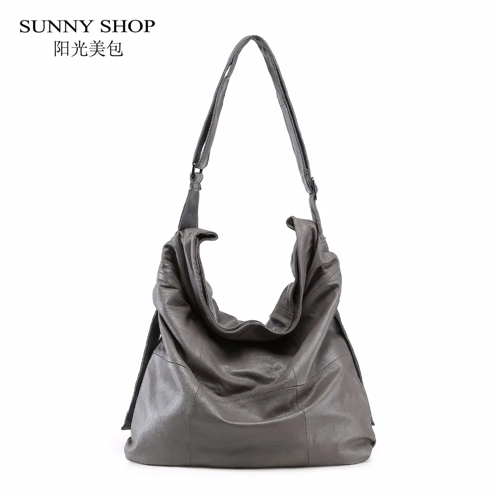 

SUNNY SHOP 100% Genuine Leather Women Bag Brand Designer Big Over The Shoulder Bags Solid Soft A4 Large Luxury Handbags Casual
