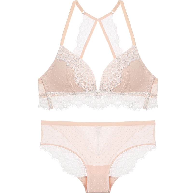 

Lace sexy underwear set for women sleep bra set wireless intimates transparent bra and panty sets thin cup ladies lingerie