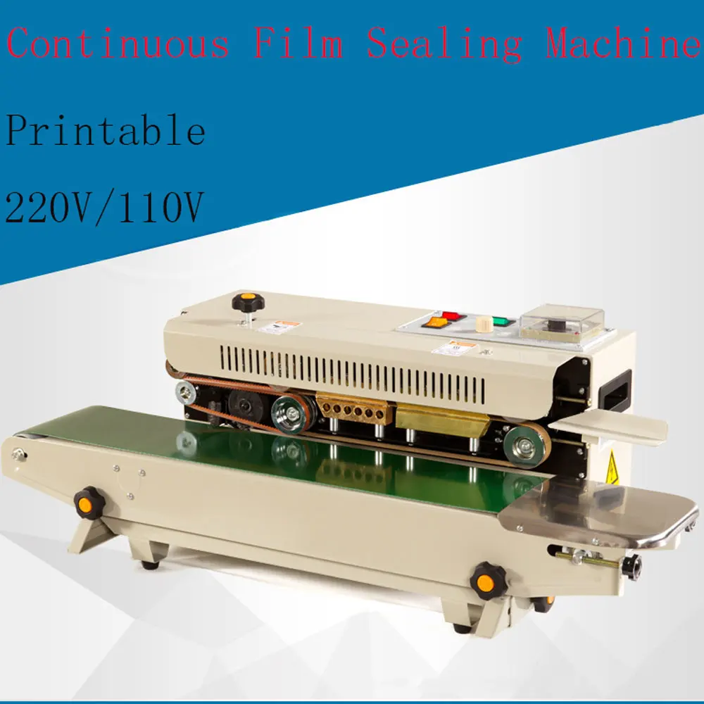

Table Type Stainless Steel Continuous Film Sealing Machine Plastic Bag Package Band Sealer Food Tea PVC Membrane Bag unpack