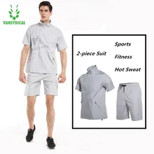 VANSYDICAL двухсекционный костюм спортивный человек горячий пот наборы Мужские Беговые тренировочные наборы с длинным рукавом горячий пот Sportsear