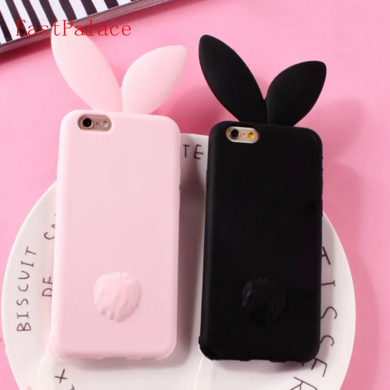Для Iphone X XS 10 8 7 чехол 3D Kawaii Кролик с большими ушами силиконовый для Iphone7 Plus 6 S 6s 6plus