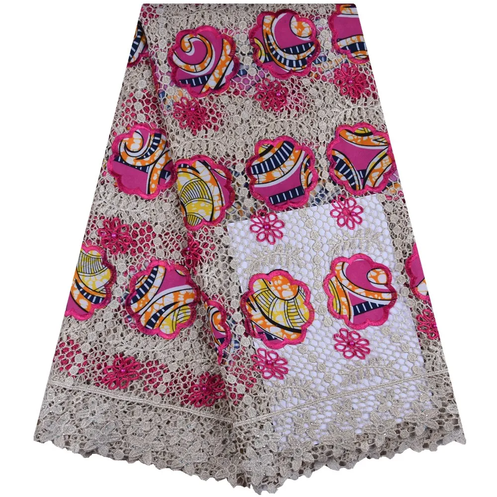 

Guipure Wax Lace Fabric 2019 African Embroidery Wax Print Fabric African Wax Print Water Soluble Wax Cord Lace Fabric S1610