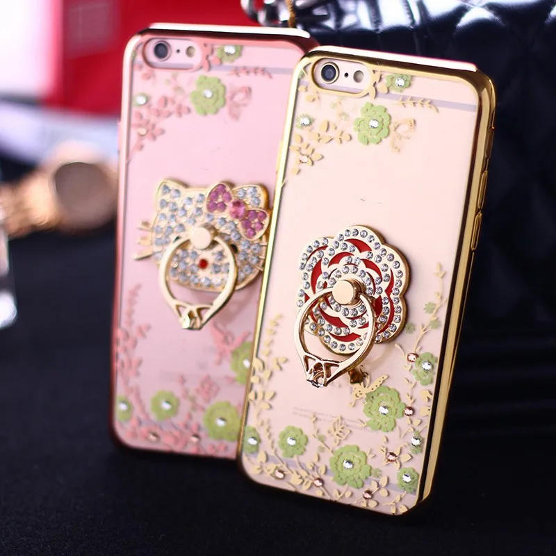 Роскошные гальванизируйте тпу телефон чехол для iPhone 6 S секретный сад цветы алмаз