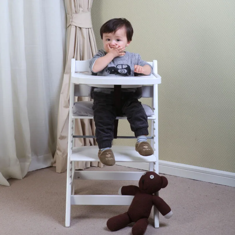 Детские игрушечный стульчик для кормления твердой древесины белый многофункциональный игрушечный стульчик для кормления Регулируемый 150