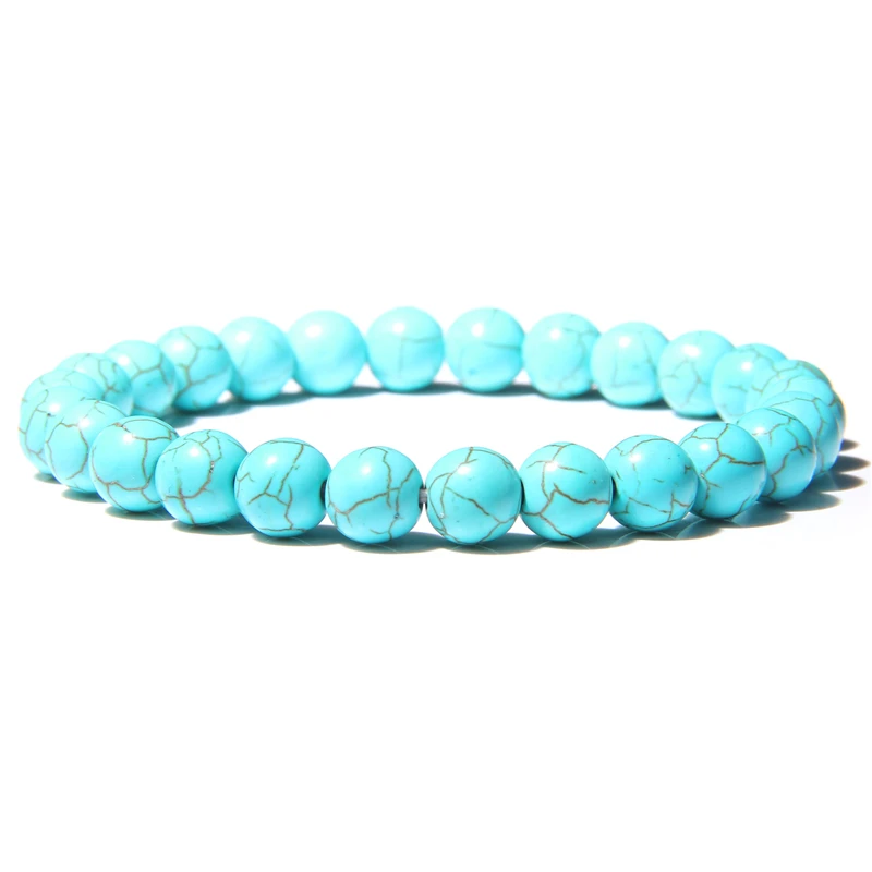 

Green White Natural Turquoises Agat Lapis Lazuli Stone Bracelet Homme Femme Charms 8MM Men Strand Beads Yoga Bracelets Women