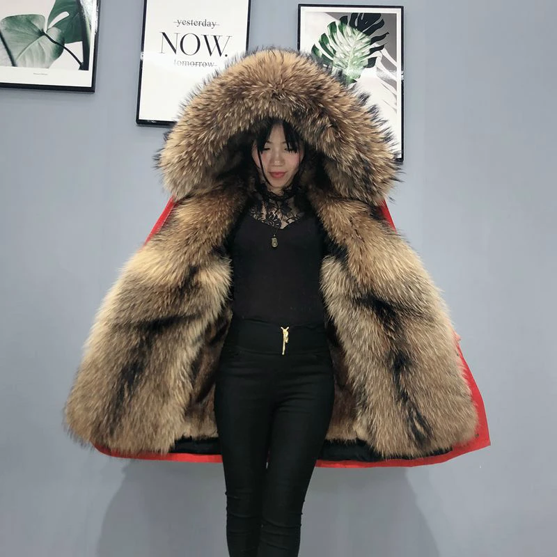 Женская парка со съемной подкладкой OFTBUY очень большая теплая на натуральном меху
