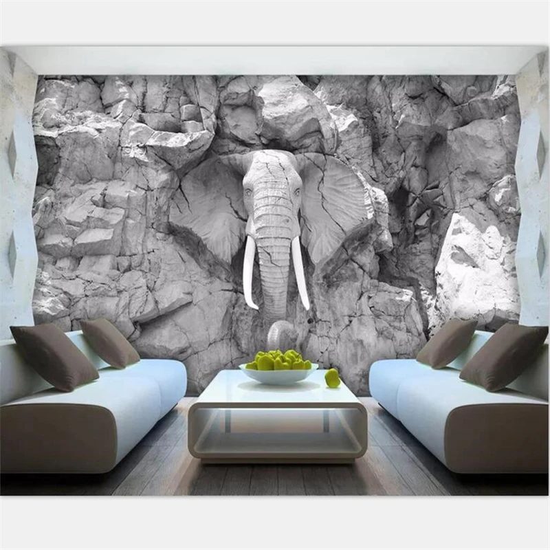 Пользовательские гостиной настенные обои для спальни современный абстрактный трехмерный слон украшения фон