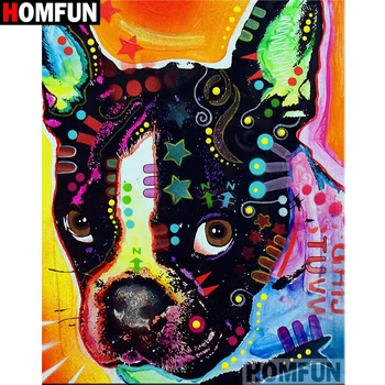 

HOMFUN Full Square/Round Drill 5D DIY Diamond Painting "Color dog" Embroidery Cross Stitch 5D Home Decor Gift A16974