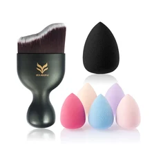 HUAMIANLI 2 pçs/set Ondulado Áspero Pincel de Blush + Waterdrop Conjunto Kit de Maquiagem Em Pó Sopro Beleza Cosméticos Pincéis de Maquiagem Profissional