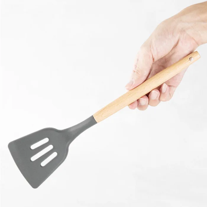 Кухонные принадлежности из силикона набор кухонной утвари антипригарная кухонная посуда деревянные ручки инструменты для приготовления Тернер щипцы лопатка ложка YU-Home