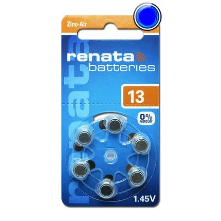 1 упаковка (6 шт.) 100% оригинальные батареи RENATA A13 13A ZA13 13 PR48 45 V расширенные слуховые