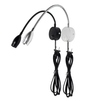 

Flexible Hose Wall Lamp With US Plug Bedside Reading Light Modern Wall Lights