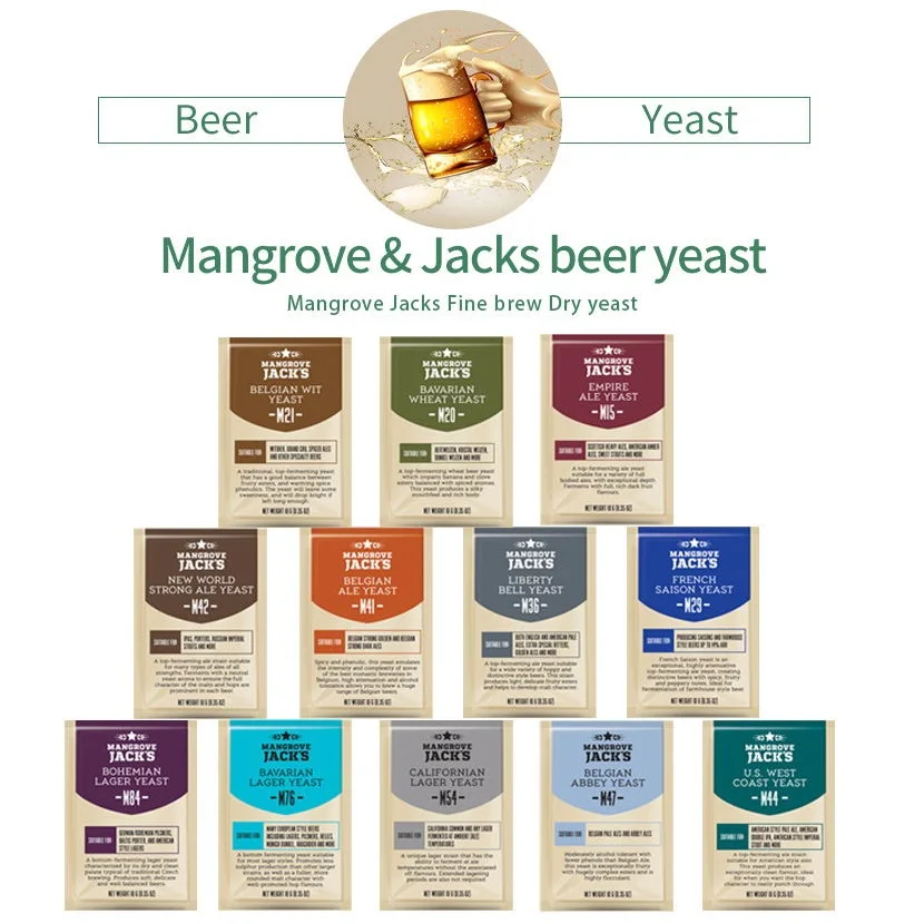 

Yeast 10g/1pcs imported yeast Mangrove&Jacks Beer Yeast Home brewing Alcohol fermentation Beer yeast powder M20 M29 M42 M47 M76