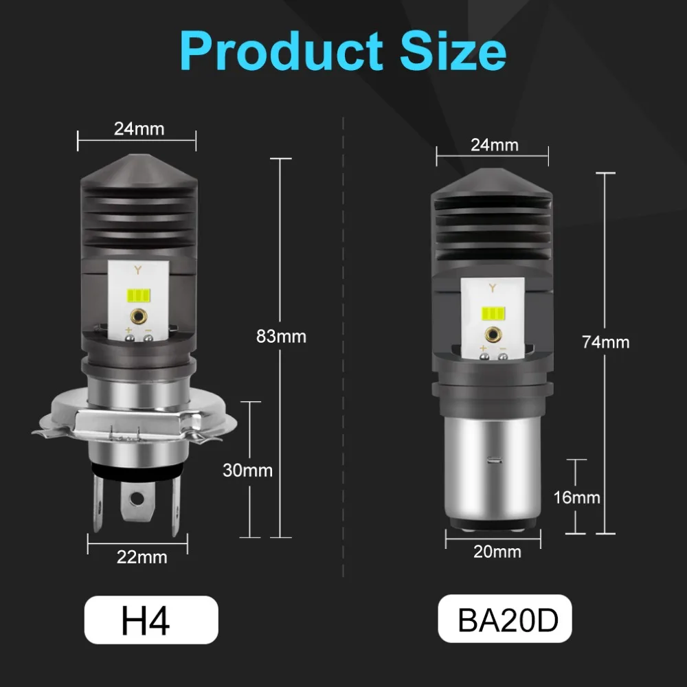 1 шт. мотоциклетный H4 BA20D мотоциклетный головной светильник 6SMD CSP чипы светодиодный 4000лм 6000 К белый Hi/Lo луч светильник скутер мото