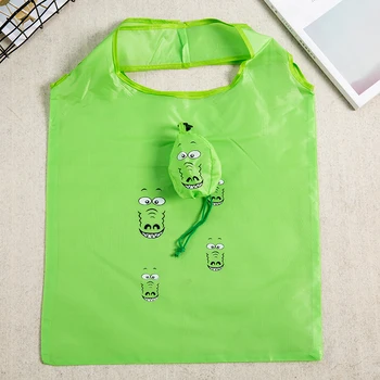 

Green old man Shoulder Handbag Polyester foldable green shopping bag Folding pouch Large Capacity Storage Handbags For Women