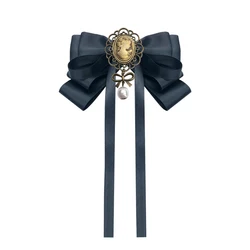 New Women Bow Tie College wind Ties beauty head Brooch Lady Head Ribbon Chic Girls Elegant Costume Jewelry Col lar Pin New Women Bow Tie College wind Ties beauty head Brooch Lady Head Ribbon Chic Girls Elegant Costume Jewelry Col lar Pin