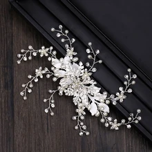 Hair Combs Hair Clips Accessories Rhinestone Pearl Silver Headbands For Women Bride Wedding Hair Jewelry