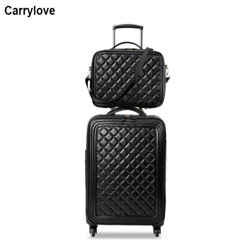 CARRYLOVE 1" 20" 2" женская кожаная сумка на колесиках набор чемоданов для путешествий