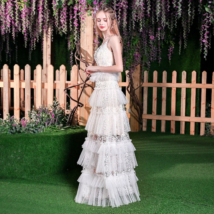 Fairy Tiered Evening Dresses crystal prom dress 2019 Long Formal Dresses Gowns vestido de noiva Sleeveless Robe De Soiree Fairy Tiered Evening Dresses crystal prom dress 2019 Long Formal Dresses Gowns vestido de noiva Sleeveless Robe De Soiree