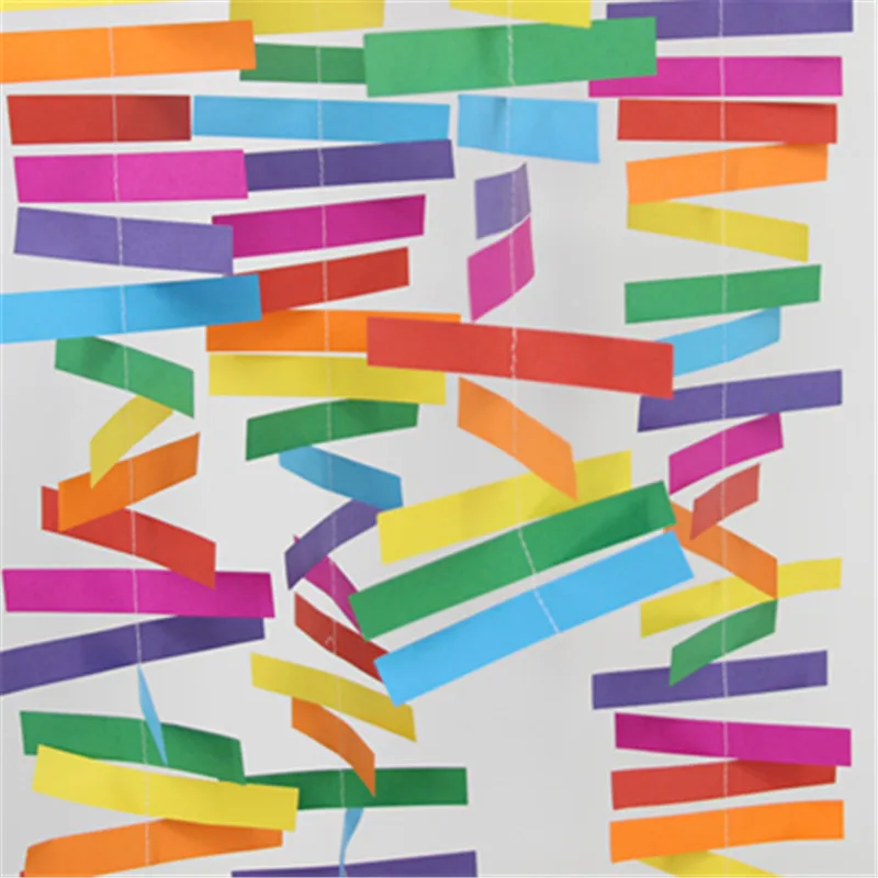

3 feets Rainbow Color Paper Stripe Garland Decorations for Kid's Birthday Party Wedding Decorations pack of 3