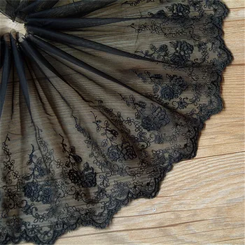 

5Yards/Lot Black 21cm Embroidery Lace Trim, DIY Handmade Lace Accessories Textile Fabrics RS2021