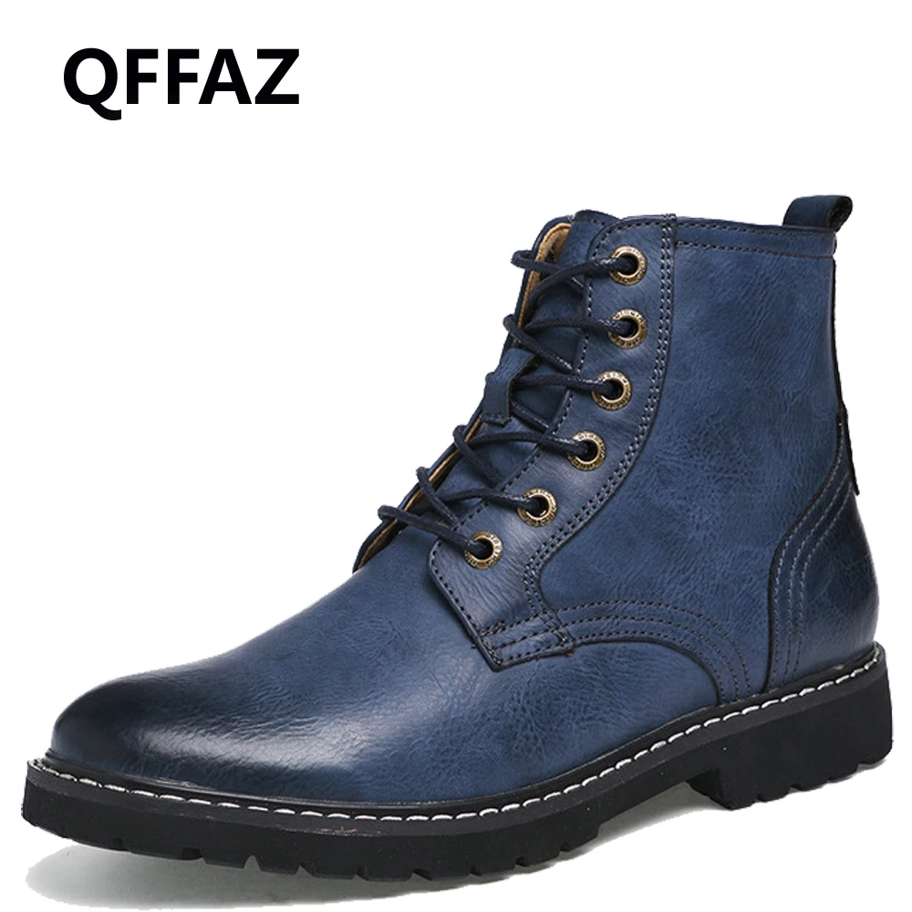 

QFFAZ Genuine Leather Winter Shoes Fashion Men Winter Boots Pointed Toe Mid-Calf Boots For Men Male Genuine Leather Boots