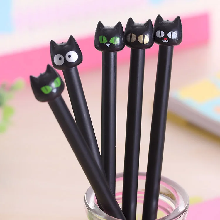 selling Korea eyes cat stationery black gel pen cute cartoon black cat