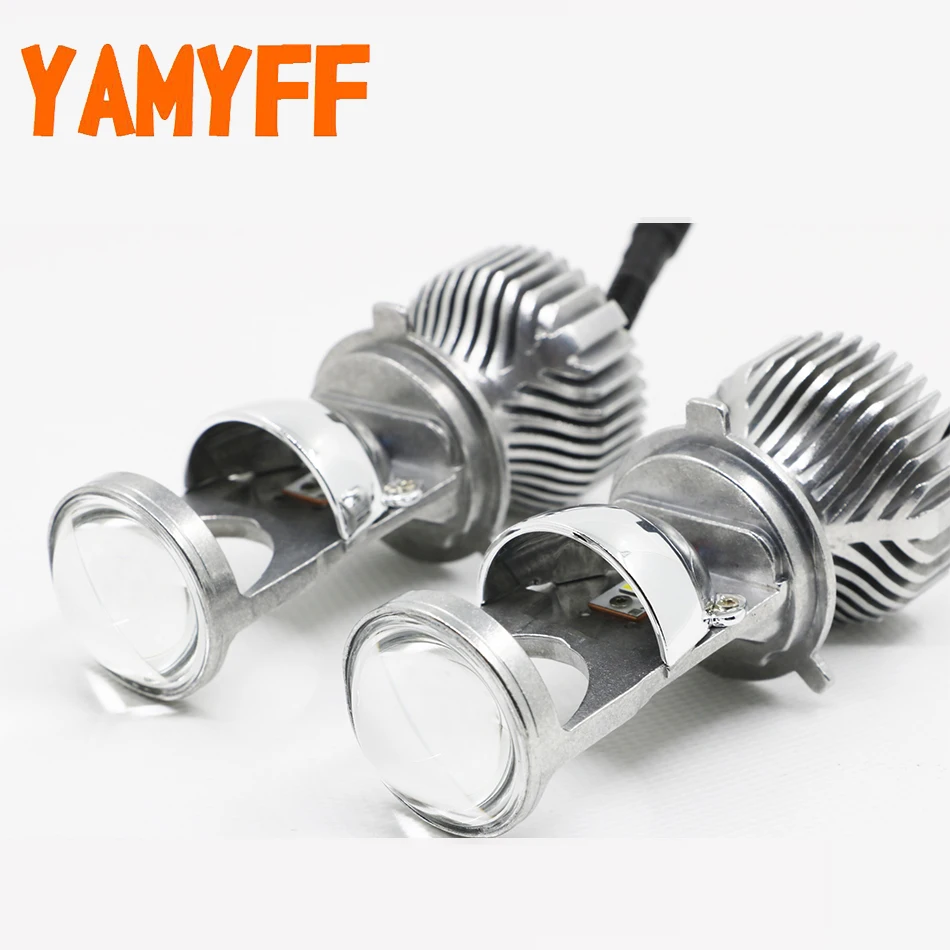 

YAMYFF 2Pcs H4 LED Mini Projector Lens Car LED Headlight Hi/lo Beam12V 5500K 12V Motor Light Automobles LED Conversion Kit