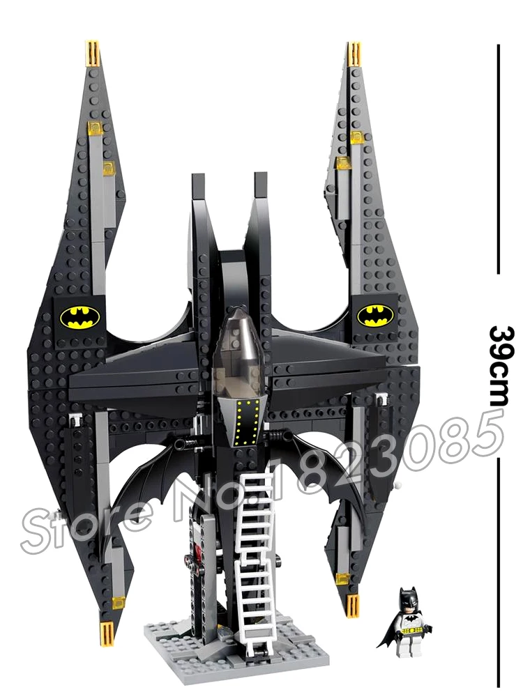  336pcs Batman Bela 7112 DC Comics Batwing Battle Gotham Fighter Model Building Blocks Action Toy Co