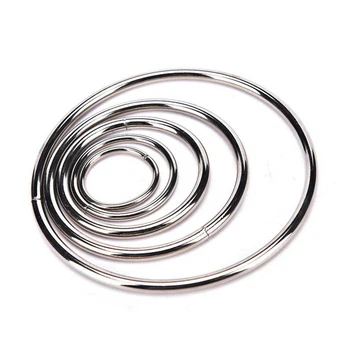 

ZLinKJ 1PCS 5 Sizes Metallic Multi-size Simple Round Silver Metal Hoop Ring For DIY Manual Handmade Wicker Crafts Tool Parts