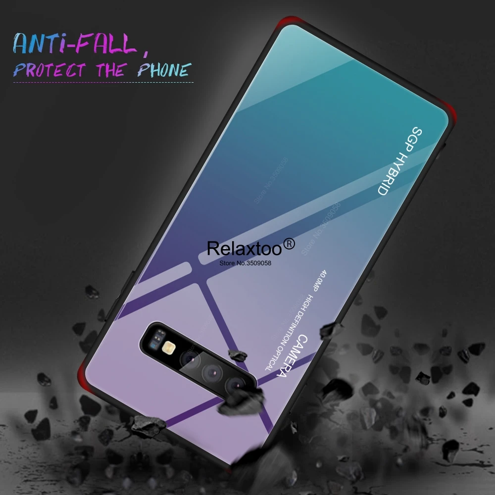 S10plus чехол градиентный чехол из закаленного стекла для телефона на Samsung galaxy s10 e plus s10e задняя крышка оболочка s10e s 10 защитный чехол