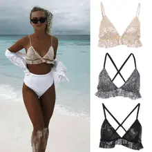 Летний сексуальный женский бюстгальтер без косточек блесток Танк Повседневный Топ Блузка Футболка пляжные топы тройник