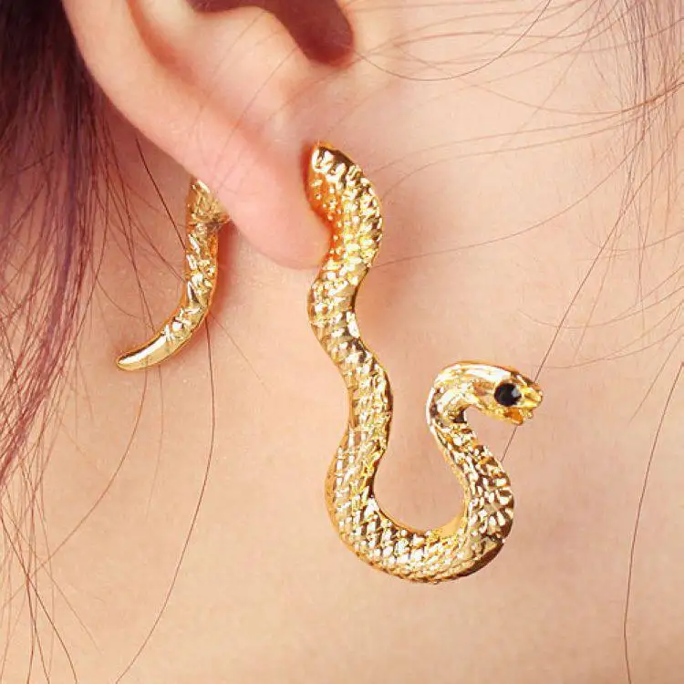 

Jiaoyu 3 Colors Fashion Punk Personality Nightclub Metal Snake Stud Earrings for Women Animal Earrings Jewelry 1pcs