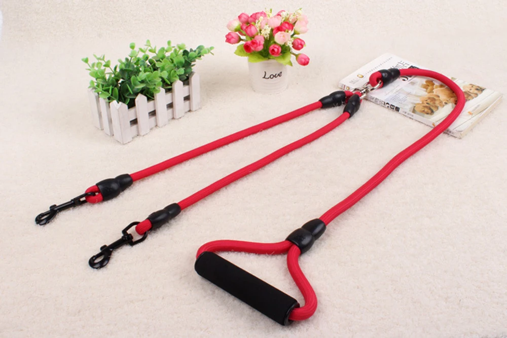 1piece/lot Lengthened Dual Dog Lead Leash No Tangle Two Pets Nylon