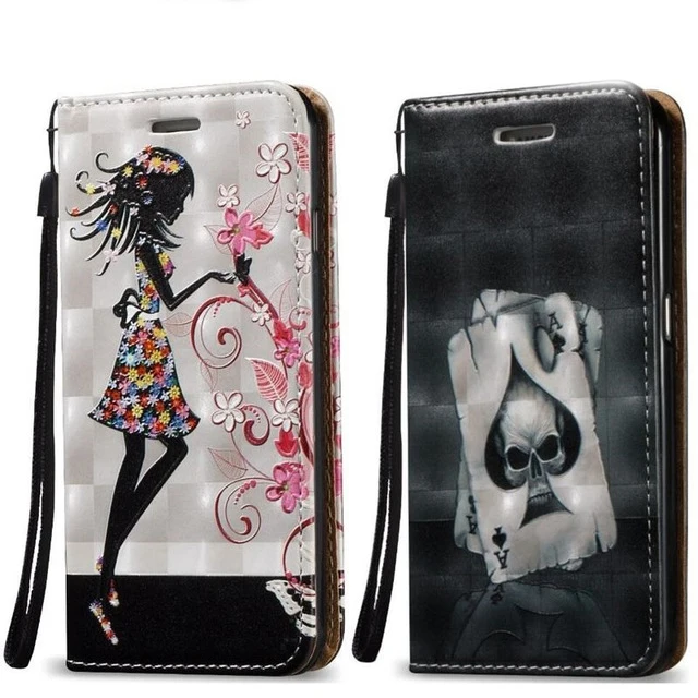 

PU Leather Phone Case Bag For Samsung Galaxy Note 8 S8 Plus S7 S6 Edge J3 J5 J7 2017 2016 J2 Prime Luxury 3D Skull Dandelion Bag