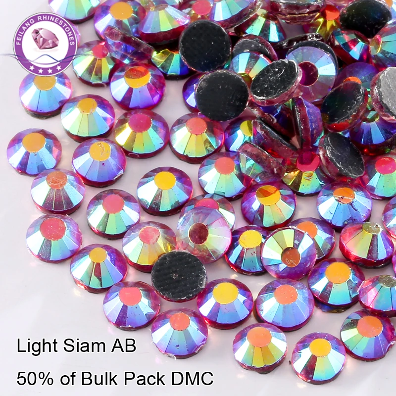 50 Wholesale Flatback Strass Light Siam AB DMC Hotfix Rhinestones For